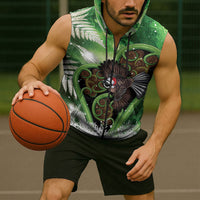 Piwakawaka New Zealand Christmas In July Sleeveless Zip Hoodie NZ Aroha Koru Fern Marble Vibes