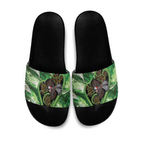 Piwakawaka New Zealand Christmas In July Slide Sandals NZ Aroha Koru Fern Marble Vibes