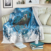 Tui Bird New Zealand Christmas In July Blanket NZ Aroha Koru Fern Marble Vibes