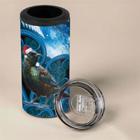 Tui Bird New Zealand Christmas In July 4 in 1 Can Cooler Tumbler NZ Aroha Koru Fern Marble Vibes