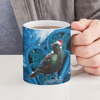 Tui Bird New Zealand Christmas In July Ceramic Mug NZ Aroha Koru Fern Marble Vibes