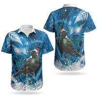 Tui Bird New Zealand Christmas In July Couples Matching Off Shoulder Short Dress and Hawaiian Shirt NZ Aroha Koru Fern Marble Vibes LT14 - Polynesian Pride