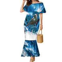 Tui Bird New Zealand Christmas In July Family Matching Mermaid Dress and Hawaiian Shirt NZ Aroha Koru Fern Marble Vibes
