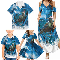 Tui Bird New Zealand Christmas In July Family Matching Summer Maxi Dress and Hawaiian Shirt NZ Aroha Koru Fern Marble Vibes LT14 - Polynesian Pride