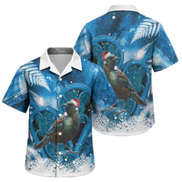 Tui Bird New Zealand Christmas In July Family Matching Tank Maxi Dress and Hawaiian Shirt NZ Aroha Koru Fern Marble Vibes LT14 Son's Shirt Blue - Polynesian Pride