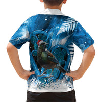 Tui Bird New Zealand Christmas In July Kid Hawaiian Shirt NZ Aroha Koru Fern Marble Vibes