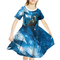 Tui Bird New Zealand Christmas In July Kid Short Sleeve Dress NZ Aroha Koru Fern Marble Vibes