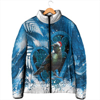 Tui Bird New Zealand Christmas In July Padded Jacket NZ Aroha Koru Fern Marble Vibes