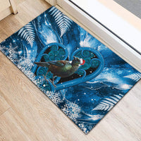 Tui Bird New Zealand Christmas In July Rubber Doormat NZ Aroha Koru Fern Marble Vibes