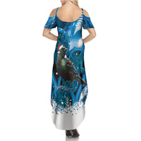 Tui Bird New Zealand Christmas In July Summer Maxi Dress NZ Aroha Koru Fern Marble Vibes LT14 - Polynesian Pride