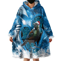 Tui Bird New Zealand Christmas In July Wearable Blanket Hoodie NZ Aroha Koru Fern Marble Vibes