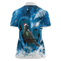 Tui Bird New Zealand Christmas In July Women Polo Shirt NZ Aroha Koru Fern Marble Vibes