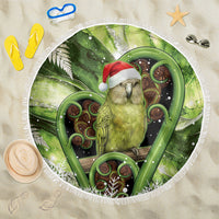 Kakapo New Zealand Christmas In July Beach Blanket NZ Aroha Koru Fern Marble Vibes