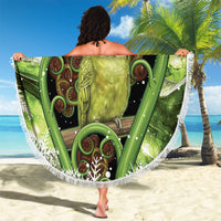 Kakapo New Zealand Christmas In July Beach Blanket NZ Aroha Koru Fern Marble Vibes