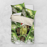 Kakapo New Zealand Christmas In July Bedding Set NZ Aroha Koru Fern Marble Vibes