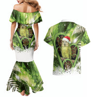 Kakapo New Zealand Christmas In July Couples Matching Mermaid Dress and Hawaiian Shirt NZ Aroha Koru Fern Marble Vibes LT14 - Polynesian Pride