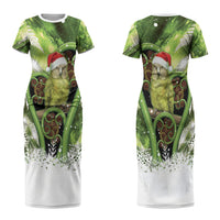 Kakapo New Zealand Christmas In July Couples Matching Short Sleeve Bodycon Dress and Hawaiian Shirt NZ Aroha Koru Fern Marble Vibes LT14 - Polynesian Pride