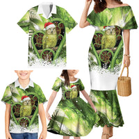 Kakapo New Zealand Christmas In July Family Matching Mermaid Dress and Hawaiian Shirt NZ Aroha Koru Fern Marble Vibes LT14 - Polynesian Pride