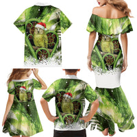 Kakapo New Zealand Christmas In July Family Matching Mermaid Dress and Hawaiian Shirt NZ Aroha Koru Fern Marble Vibes LT14 Mom's Dress Green - Polynesian Pride