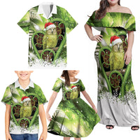 Kakapo New Zealand Christmas In July Family Matching Off Shoulder Maxi Dress and Hawaiian Shirt NZ Aroha Koru Fern Marble Vibes LT14 - Polynesian Pride
