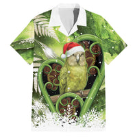 Kakapo New Zealand Christmas In July Family Matching Off Shoulder Maxi Dress and Hawaiian Shirt NZ Aroha Koru Fern Marble Vibes LT14 Dad's Shirt - Short Sleeve Green - Polynesian Pride