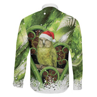 Kakapo New Zealand Christmas In July Family Matching Off Shoulder Maxi Dress and Hawaiian Shirt NZ Aroha Koru Fern Marble Vibes LT14 Son's Shirt Green - Polynesian Pride