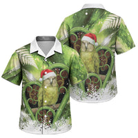 Kakapo New Zealand Christmas In July Family Matching Off Shoulder Short Dress and Hawaiian Shirt NZ Aroha Koru Fern Marble Vibes LT14 Son's Shirt Green - Polynesian Pride