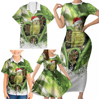 Kakapo New Zealand Christmas In July Family Matching Short Sleeve Bodycon Dress and Hawaiian Shirt NZ Aroha Koru Fern Marble Vibes LT14 - Polynesian Pride