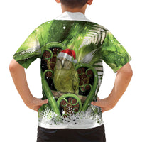 Kakapo New Zealand Christmas In July Family Matching Tank Maxi Dress and Hawaiian Shirt NZ Aroha Koru Fern Marble Vibes