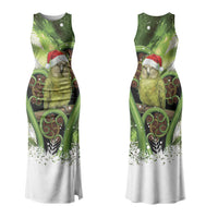 Kakapo New Zealand Christmas In July Family Matching Tank Maxi Dress and Hawaiian Shirt NZ Aroha Koru Fern Marble Vibes LT14 Mom's Dress Green - Polynesian Pride