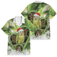 Kakapo New Zealand Christmas In July Family Matching Tank Maxi Dress and Hawaiian Shirt NZ Aroha Koru Fern Marble Vibes LT14 Dad's Shirt - Short Sleeve Green - Polynesian Pride