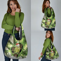 Kakapo New Zealand Christmas In July Grocery Bag NZ Aroha Koru Fern Marble Vibes