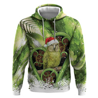 Kakapo New Zealand Christmas In July Hoodie NZ Aroha Koru Fern Marble Vibes LT14 Pullover Hoodie Green - Polynesian Pride