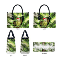 Kakapo New Zealand Christmas In July Leather Bag NZ Aroha Koru Fern Marble Vibes