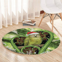 Kakapo New Zealand Christmas In July Round Carpet NZ Aroha Koru Fern Marble Vibes