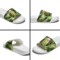 Kakapo New Zealand Christmas In July Slide Sandals NZ Aroha Koru Fern Marble Vibes