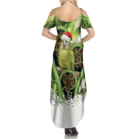 Kakapo New Zealand Christmas In July Summer Maxi Dress NZ Aroha Koru Fern Marble Vibes LT14 - Polynesian Pride