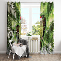 Kakapo New Zealand Christmas In July Window Curtain NZ Aroha Koru Fern Marble Vibes
