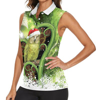 Kakapo New Zealand Christmas In July Women Sleeveless Polo Shirt NZ Aroha Koru Fern Marble Vibes