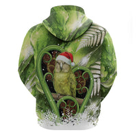 Kakapo New Zealand Christmas In July Zip Hoodie NZ Aroha Koru Fern Marble Vibes LT14 - Polynesian Pride