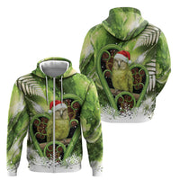 Kakapo New Zealand Christmas In July Zip Hoodie NZ Aroha Koru Fern Marble Vibes LT14 - Polynesian Pride