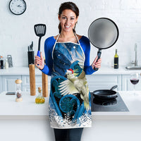 Sulphur-crested Cockatoo New Zealand Christmas In July Apron NZ Aroha Koru Fern Marble Vibes