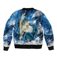 Sulphur-crested Cockatoo New Zealand Christmas In July Bomber Jacket NZ Aroha Koru Fern Marble Vibes