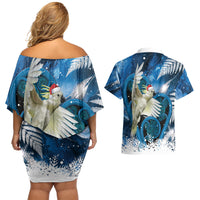 Sulphur-crested Cockatoo New Zealand Christmas In July Couples Matching Off Shoulder Short Dress and Hawaiian Shirt NZ Aroha Koru Fern Marble Vibes LT14 - Polynesian Pride