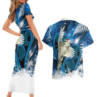 Sulphur-crested Cockatoo New Zealand Christmas In July Couples Matching Short Sleeve Bodycon Dress and Hawaiian Shirt NZ Aroha Koru Fern Marble Vibes LT14 - Polynesian Pride
