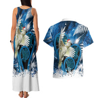 Sulphur-crested Cockatoo New Zealand Christmas In July Couples Matching Tank Maxi Dress and Hawaiian Shirt NZ Aroha Koru Fern Marble Vibes LT14 - Polynesian Pride