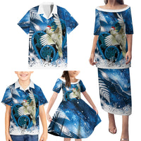Sulphur-crested Cockatoo New Zealand Christmas In July Family Matching Puletasi and Hawaiian Shirt NZ Aroha Koru Fern Marble Vibes LT14 - Polynesian Pride