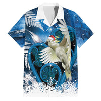Sulphur-crested Cockatoo New Zealand Christmas In July Family Matching Summer Maxi Dress and Hawaiian Shirt NZ Aroha Koru Fern Marble Vibes LT14 Dad's Shirt - Short Sleeve Blue - Polynesian Pride