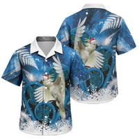 Sulphur-crested Cockatoo New Zealand Christmas In July Family Matching Summer Maxi Dress and Hawaiian Shirt NZ Aroha Koru Fern Marble Vibes LT14 Son's Shirt Blue - Polynesian Pride