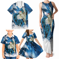 Sulphur-crested Cockatoo New Zealand Christmas In July Family Matching Tank Maxi Dress and Hawaiian Shirt NZ Aroha Koru Fern Marble Vibes LT14 - Polynesian Pride